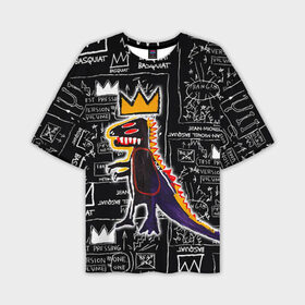 Мужская футболка OVERSIZE 3D с принтом Динозавр в короне от Баския ,  |  | Тематика изображения на принте: art | louis vuitton | lv