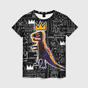 Женская футболка 3D с принтом Basquiat Dinosaur , 100% полиэфир ( синтетическое хлопкоподобное полотно) | прямой крой, круглый вырез горловины, длина до линии бедер | Тематика изображения на принте: art | louis vuitton | lv