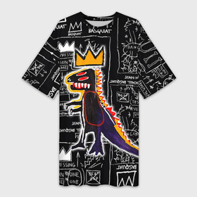 Платье-футболка 3D с принтом Basquiat Dinosaur ,  |  | Тематика изображения на принте: art | louis vuitton | lv