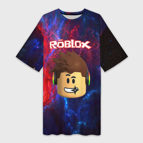 Платье-футболка 3D с принтом ROBLOX ,  |  | game | gamer | logo | minecraft | roblox | simulator | игра | конструктор | лого | майнкрафт | симулятор | строительство | фигура