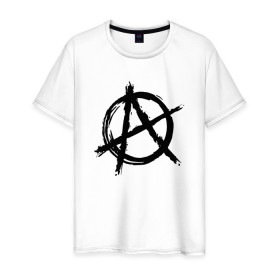 Мужская футболка хлопок с принтом АНАРХИЯ , 100% хлопок | прямой крой, круглый вырез горловины, длина до линии бедер, слегка спущенное плечо. | anarchy | riot | rock | анархия | бунт | знаки | музыка | панки | рок | символ