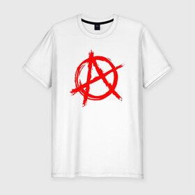 Мужская футболка хлопок Slim с принтом АНАРХИЯ , 92% хлопок, 8% лайкра | приталенный силуэт, круглый вырез ворота, длина до линии бедра, короткий рукав | anarchy | riot | rock | анархия | бунт | знаки | музыка | панки | рок | символ