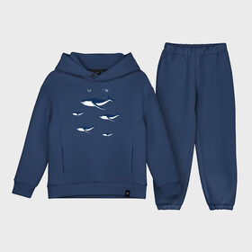 Детский костюм хлопок Oversize с принтом Ocean ,  |  | Тематика изображения на принте: касатки | киты | киты в океане | морские звери | океан