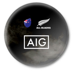 Значок с принтом ALL BLACKS ,  металл | круглая форма, металлическая застежка в виде булавки | all blacks | new zealandd | rugby | новая зеландия | олл блэкс | регби | хака