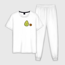 Мужская пижама хлопок с принтом Авокадо , 100% хлопок | брюки и футболка прямого кроя, без карманов, на брюках мягкая резинка на поясе и по низу штанин
 | Тематика изображения на принте: avocado | vegan | vegetarian | авокадо | веган | вегетарианство