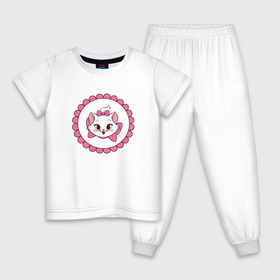 Детская пижама хлопок с принтом Кошечка Мари , 100% хлопок |  брюки и футболка прямого кроя, без карманов, на брюках мягкая резинка на поясе и по низу штанин
 | 