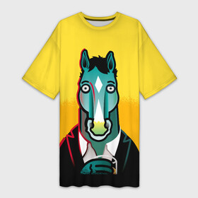 Платье-футболка 3D с принтом BoJack Horseman ,  |  | Тематика изображения на принте: bojack horseman | конь боджек