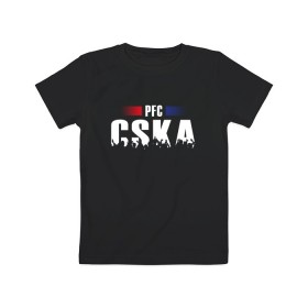 Детская футболка хлопок с принтом PFC CSKA , 100% хлопок | круглый вырез горловины, полуприлегающий силуэт, длина до линии бедер | cska | pfc | москва | пфк | пфк цска | рпл | рфпл | фк | футбол | цска | цска москва