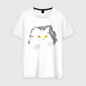 Мужская футболка хлопок с принтом Грозовой, кошак (пушистый) , 100% хлопок | прямой крой, круглый вырез горловины, длина до линии бедер, слегка спущенное плечо. | глаза | желтые | котиков | коты | пушистый