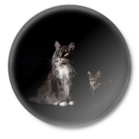 Значок с принтом Котики ,  металл | круглая форма, металлическая застежка в виде булавки | Тематика изображения на принте: animal | animals | beast | black | cat | kitten | животное | животные | зверек | зверь | кот | котейка | котенок | котики | котэ | кошка | кошки | мейн кун | черная