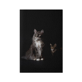 Обложка для паспорта матовая кожа с принтом Котики , натуральная матовая кожа | размер 19,3 х 13,7 см; прозрачные пластиковые крепления | Тематика изображения на принте: animal | animals | beast | black | cat | kitten | животное | животные | зверек | зверь | кот | котейка | котенок | котики | котэ | кошка | кошки | мейн кун | черная