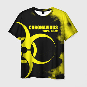 Мужская футболка 3D с принтом Coronavirus 2019 - nCoV , 100% полиэфир | прямой крой, круглый вырез горловины, длина до линии бедер | 2019   ncov | coronavirus | covid | covid 19 | ncov | virus | арт | биологическая опасность | болезнь | вирус | знак | карантин | корона | коронавирус | короновирус | мем | мой руки | оставайся дома | пандемия | помой руки