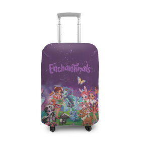 Чехол для чемодана 3D с принтом Enchantimals , 86% полиэфир, 14% спандекс | двустороннее нанесение принта, прорези для ручек и колес | enchantimals | детское | для девочек | зверюшки | игрушки | куклы | энчантималс