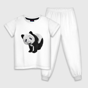 Детская пижама хлопок с принтом Панда , 100% хлопок |  брюки и футболка прямого кроя, без карманов, на брюках мягкая резинка на поясе и по низу штанин
 | Тематика изображения на принте: животное | медведь | панда | пушистый | черно белое