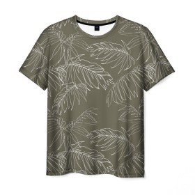 Мужская футболка 3D с принтом листья пальмы , 100% полиэфир | прямой крой, круглый вырез горловины, длина до линии бедер | casual | summer | летние | лето | пляжное | тренд | тропики