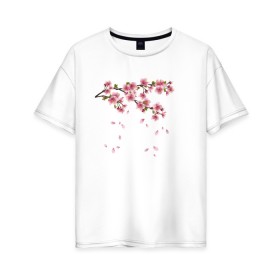Женская футболка хлопок Oversize с принтом Весна 2020. , 100% хлопок | свободный крой, круглый ворот, спущенный рукав, длина до линии бедер
 | весенние картинки | весна | весна 2020 | зелнь | прекрасное время года | прикольные картинки | природа | птицы | тюльпаны | цветы