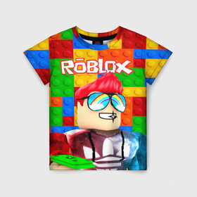Детская футболка 3D с принтом ROBLOX [3] , 100% гипоаллергенный полиэфир | прямой крой, круглый вырез горловины, длина до линии бедер, чуть спущенное плечо, ткань немного тянется | box | lego | minecraft | roblox | роблокс