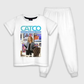 Детская пижама хлопок с принтом CatCo , 100% хлопок |  брюки и футболка прямого кроя, без карманов, на брюках мягкая резинка на поясе и по низу штанин
 | catco | supergirl | vdzabma | кэтко | супергерл