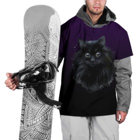 Накидка на куртку 3D с принтом черный кот на фиолетовом фоне , 100% полиэстер |  | акварель | глаза | клево | котейка | котенок | котик | котэ | кошак | кошка | красиво | любителю кошек | модно | мяу | подарок | пушистый | рисунок | стильно | темный | черный кот | шерсть
