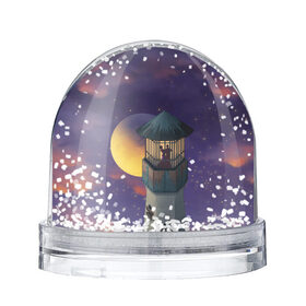 Снежный шар с принтом To the Moon 3D , Пластик | Изображение внутри шара печатается на глянцевой фотобумаге с двух сторон | lighthouse | moon | night | pair | silhouettes | stars | to the moon | звёзды | луна | маяк | ночь | пара | силуэты