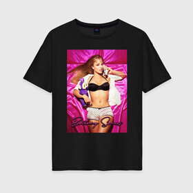 Женская футболка хлопок Oversize с принтом Britney Spears , 100% хлопок | свободный крой, круглый ворот, спущенный рукав, длина до линии бедер
 | britney | britneyspears | icon | jean | pop | princess | spears | usa | бритни | бритниспирс | джин | поп | работа | спирс | сша