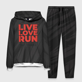 Мужской костюм 3D (с толстовкой) с принтом Live Love Run ,  |  | russia running | russiarunning | бег | раша ранинг | спорт