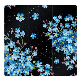 Магнитный плакат 3Х3 с принтом НЕЗАБУДКИ , Полимерный материал с магнитным слоем | 9 деталей размером 9*9 см | Тематика изображения на принте: букет | весна | лето | незабудки | цветы