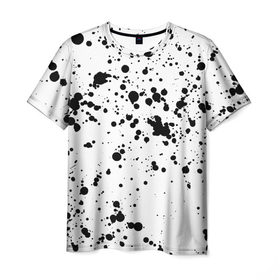 Мужская футболка 3D с принтом Далматинец , 100% полиэфир | прямой крой, круглый вырез горловины, длина до линии бедер | брызги краски | далматинец | краска | пятно | с брызгами | черные пятна