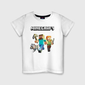 Детская футболка хлопок с принтом MINECRAFT МАЙНКРАФТ , 100% хлопок | круглый вырез горловины, полуприлегающий силуэт, длина до линии бедер | block | creeper | cube | minecraft | pixel | блок | геометрия | крафт | крипер | кубики | майнкрафт | пиксели