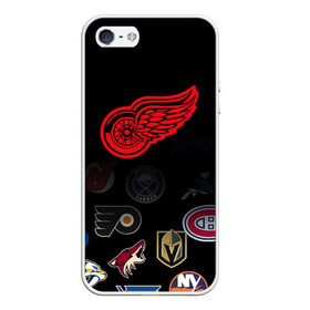 Чехол для iPhone 5/5S матовый с принтом NHL Detroit Red Wings (Z) , Силикон | Область печати: задняя сторона чехла, без боковых панелей | anaheim ducks | arizona coyotes | boston bruins | buffalo sabres | calgary flames | canadiens de montreal | carolina hurricanes | colorado | detroit red wings | hockey | nhl | нхл | паттерн | спорт | хоккей