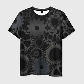 Мужская футболка 3D с принтом Механизмы , 100% полиэфир | прямой крой, круглый вырез горловины, длина до линии бедер | Тематика изображения на принте: hi tech | steampunk | брутальные | брутальный | инженер | инжинер | искусство механизмов | механизм | механизмы | стимпанк | текстура | черные шестерёнки | шестеренки | шестерни | я инженер