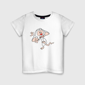 Детская футболка хлопок с принтом Брейн и Пинки , 100% хлопок | круглый вырез горловины, полуприлегающий силуэт, длина до линии бедер | animaniacs | vdpartat | белая мышь | брейн | гений | глупая мышь | озорные анимашки | пинки