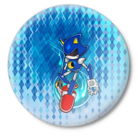 Значок с принтом Metal Sonic ,  металл | круглая форма, металлическая застежка в виде булавки | Тематика изображения на принте: metal sonic | видеоигры | поколения ежик соник | робот | супер ёж
