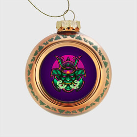 Стеклянный ёлочный шар с принтом Маска Хання (Ханья) , Стекло | Диаметр: 80 мм | воин | доспехи | дым | закат | иероглифы | изумрудная | китай | маска | неон | неоновая | разноцветная | фиолетовая | хання | ханья | япония