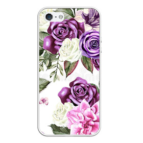 Чехол для iPhone 5/5S матовый с принтом Красивые розы , Силикон | Область печати: задняя сторона чехла, без боковых панелей | белые розы | белый | необычные | розовый | розы | синие розы | синий | фиолетовые розы | фиолетовый | цветы