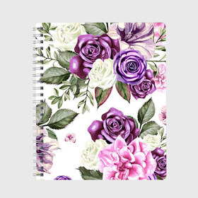 Тетрадь с принтом Красивые розы , 100% бумага | 48 листов, плотность листов — 60 г/м2, плотность картонной обложки — 250 г/м2. Листы скреплены сбоку удобной пружинной спиралью. Уголки страниц и обложки скругленные. Цвет линий — светло-серый
 | Тематика изображения на принте: белые розы | белый | необычные | розовый | розы | синие розы | синий | фиолетовые розы | фиолетовый | цветы