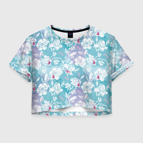 Женская футболка Crop-top 3D с принтом Mulan Flowers Pattern , 100% полиэстер | круглая горловина, длина футболки до линии талии, рукава с отворотами | flowers | mulan | vdosadir | бэрри кук | мулан | тони бэнкрофт | цветы