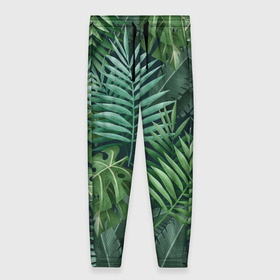 Женские брюки 3D с принтом Тропики , полиэстер 100% | прямой крой, два кармана без застежек по бокам, с мягкой трикотажной резинкой на поясе и по низу штанин. В поясе для дополнительного комфорта — широкие завязки | summer | банановая | банановые | джунгли | зелень | краски | летняя | лето | листики | листы | листья | надпись | настроение | отдых | отпуск | пальма | пальмовые | пальмы | папоротник | пляжная | позитив