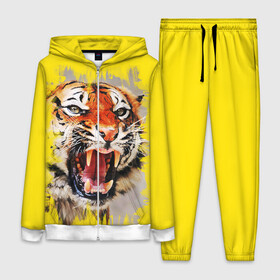 Женский костюм 3D с принтом Оскал тигра ,  |  | барс | волк | детёныш | джунгли | енот | животное | зубр | кот | лев | леопард | львица | медведь | охотник | пасть | полосы | пятнистая | рык | рычание | тигр | тигрица | хозяин | царьзверей | шерсть