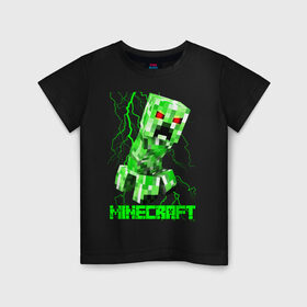 Детская футболка хлопок с принтом MINECRAFT CREEPER , 100% хлопок | круглый вырез горловины, полуприлегающий силуэт, длина до линии бедер | creeper | game | minecraft | блоки | игра | квадраты | компьютерная | крипер | криппер | майнкрафт | огонь