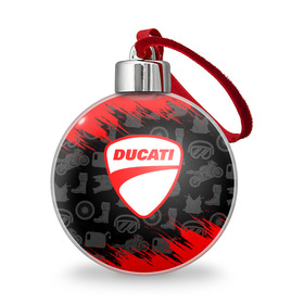 Ёлочный шар с принтом DUCATI [2] , Пластик | Диаметр: 77 мм | ducati | moto | дукати | мото | мотоцикл