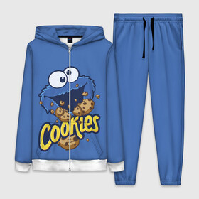 Женский костюм 3D с принтом Cookies ,  |  | cookie | cookiemonster | delicious | eat | monster | yummy | еда | коржик | куки | кукимонстр | монстр | печенье | сезам | сладости | улица | улицасезам