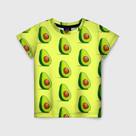 Детская футболка 3D с принтом Авокадо , 100% гипоаллергенный полиэфир | прямой крой, круглый вырез горловины, длина до линии бедер, чуть спущенное плечо, ткань немного тянется | авокадо | арт | в разрезе | вкусно | вкусный фрукт | желтый | зеленый | косточка | крупная косточка | разрез | рисунок | сладко | сочно | фрукт