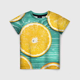 Детская футболка 3D с принтом Апельсины , 100% гипоаллергенный полиэфир | прямой крой, круглый вырез горловины, длина до линии бедер, чуть спущенное плечо, ткань немного тянется | Тематика изображения на принте: апельсин | дерево | лето | фрукты