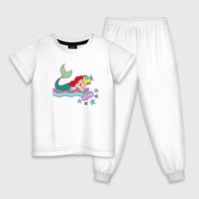 Детская пижама хлопок с принтом The Little Mermaid Ariel , 100% хлопок |  брюки и футболка прямого кроя, без карманов, на брюках мягкая резинка на поясе и по низу штанин
 | ariel | disney princess | the little mermaid | vdkimel | ариэль | русалочка