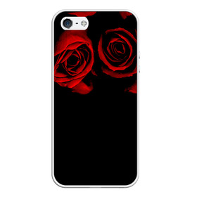 Чехол для iPhone 5/5S матовый с принтом Готика , Силикон | Область печати: задняя сторона чехла, без боковых панелей | black | flowers | red | rose | rozario | vampire | алые | бутоны | вампир | винтаж | готический | красныерозы | кровь | лепестки | летний | лето | ночь | природа | растения | роза | розочка | розы | рок | темный | узор