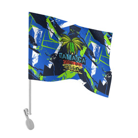 Флаг для автомобиля с принтом Jamaica Roots and reggae , 100% полиэстер | Размер: 30*21 см | jamaica | reggae | roots | летняя | лето | надпись | пальма | раста | регги | рэгги | текст | фраза | ямайка