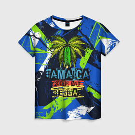 Женская футболка 3D с принтом Jamaica Roots and reggae , 100% полиэфир ( синтетическое хлопкоподобное полотно) | прямой крой, круглый вырез горловины, длина до линии бедер | jamaica | reggae | roots | летняя | лето | надпись | пальма | раста | регги | рэгги | текст | фраза | ямайка