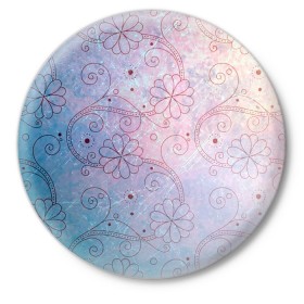 Значок с принтом Нежные цвета ,  металл | круглая форма, металлическая застежка в виде булавки | арт | вектор | нежные цвета | переход цветов | плавный переход | рисунок | розовый | фиолетовый