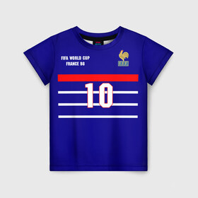 Детская футболка 3D с принтом Форма Франции (Zidane) , 100% гипоаллергенный полиэфир | прямой крой, круглый вырез горловины, длина до линии бедер, чуть спущенное плечо, ткань немного тянется | zidane | зидан | зизу | зинедин зидан | легенда франции | номер 10 | реал мадрид | ретро форма | сборная франции | тренер реала | фильм такси | футболка из фильма такси | чемпионат мира 1998 | чемпионы мира